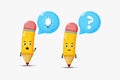Cute pencil characters who have ideas and confusion