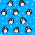 Cute penguin blue background