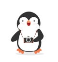 Cute Penguin with a camera vector