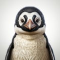 Realistic Hyper-detailed Penguin Portrait On Grey Background