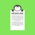 Cute penguin cartoon carry blank white text template in flat style Royalty Free Stock Photo