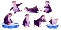 Cute penguin cartoon character isolated animal set Royalty Free Stock Photo
