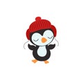 Cute penguin cartoon character. Winter animal bird. Sweet style