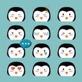 Cute penguin cartoon icons