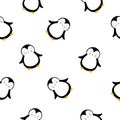 Cute Penguin Cartoon Seamless Pattern on White Background Kawaii style Royalty Free Stock Photo