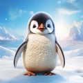cute penguin cartoon style. Generative Ai