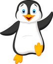 Cute penguin cartoon waving