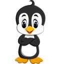 Cute penguin cartoon waving Royalty Free Stock Photo