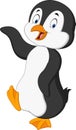 Cute penguin cartoon waving Royalty Free Stock Photo