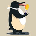 Cute penguin cartoon waving Royalty Free Stock Photo