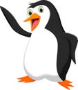 Cute penguin cartoon waving Royalty Free Stock Photo