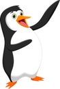 Cute penguin cartoon waving Royalty Free Stock Photo