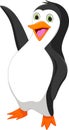 Cute penguin cartoon waving Royalty Free Stock Photo