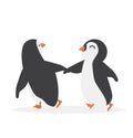 Cute penguin couple cheerful vector
