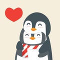 Cute Penguin couple hugs vector Royalty Free Stock Photo