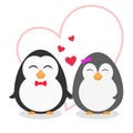 Cute Penguin Couple on White Background