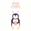 Cute penguin Easter card Royalty Free Stock Photo