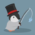 Cute penguin fishing vector