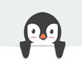 Cute Penguin holding sign cartoon Royalty Free Stock Photo