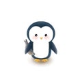 Cute penguin holds a fish additional transparent background