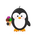 Cute penguin with ice cream clip art.