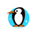 Cute penguin icon in flat style. Cold winter symbol. Antarctic bird