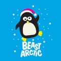 Cute penguin icon in flat style. Cold winter symbol. Antarctic bird,