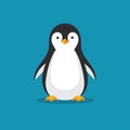 Cute penguin icon in flat style.