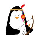 Cute penguin in an Indian dressing with feathers in onions