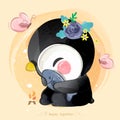 Cute penguin Premium vector in watercolor style