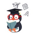 Cute penguin reading book education Royalty Free Stock Photo