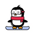 Cute penguin skiing mascot design Royalty Free Stock Photo