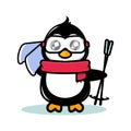 Cute penguin skiing mascot design Royalty Free Stock Photo