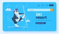 cute penguin skiing ski resort concept Royalty Free Stock Photo