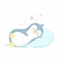 Cute Penguin Sleeping On Pillow