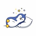 Cute Penguin Sleeping On Pillow