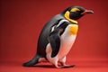 Cute penguin standing in front of solid color background. ai generative Royalty Free Stock Photo