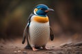Cute penguin standing in front of solid color background. ai generative Royalty Free Stock Photo