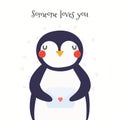 Cute penguin Valentines day card Royalty Free Stock Photo