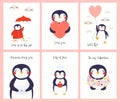 Cute penguin Valentines day cards set Royalty Free Stock Photo