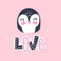 Cute Penguin vector illustration. Funny Cartoon animal. Royalty Free Stock Photo