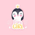 Cute Penguin vector illustration. Funny Cartoon animal. Royalty Free Stock Photo