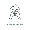 Cute penguin vector line icon, linear concept, outline sign, symbol Royalty Free Stock Photo