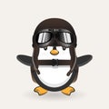 Cute Penguin Wearing Parachute Bag and Aviation Helmet