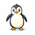Simple Children\'s Drawing Of A Cute Penguin On White Background Royalty Free Stock Photo