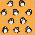 Cute penguin yellow background