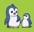 cute penguins brother together. isolated cartoon animal illustration. Flat Style Sticker Icon Design Premium Logo vector. Mascot
