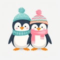 Cute penguins cartoon collection design. Cute Penguins cartoon illustration on a white background. Colorful Penguin wearing