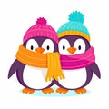 Cute penguins cartoon design. Colorful Penguin cartoon for kids coloring pages. Cute Penguins cartoon illustration on a white