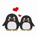 Cute penguins family and heart